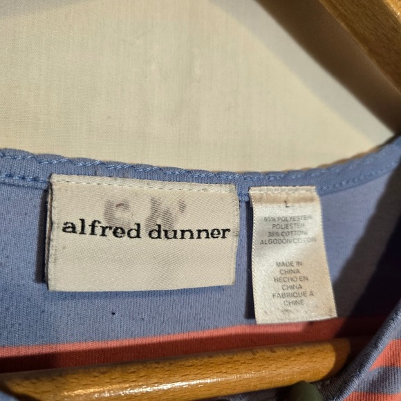 Vtg Alfred Dunner Rainbow Embroidered Beaded T Shirt Cotton Floral Large Stripe - Picture 2 of 5